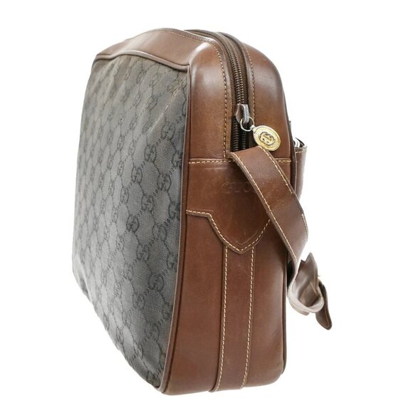 GUCCI Logo GG Pattern Shoulder Bag Coating Canvas Leather Brown - Picture 4 of 16